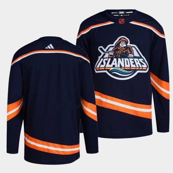 Mens New York Islanders Blank 2022 Navy Reverse Retro 2.0 Stitched Jersey